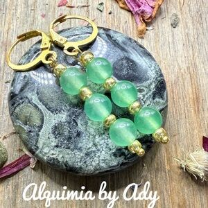 Alquimia Mint Green Stone Earrings aventurine